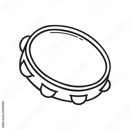 Photo Hand drawn tambourine doodle