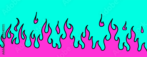Flames of a fire in tattoo line art style. Vector illustration.