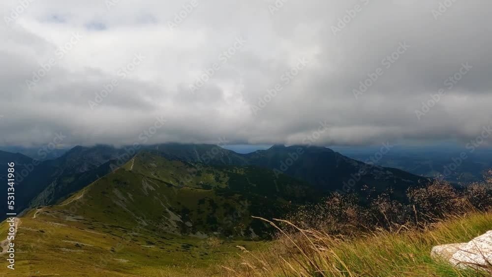 Mistymountain clouds panorama of Kasprowy Wierch in the Western Tatras in Poland