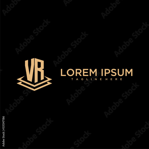 VR initial monogram logo real estate with creative building style design vector