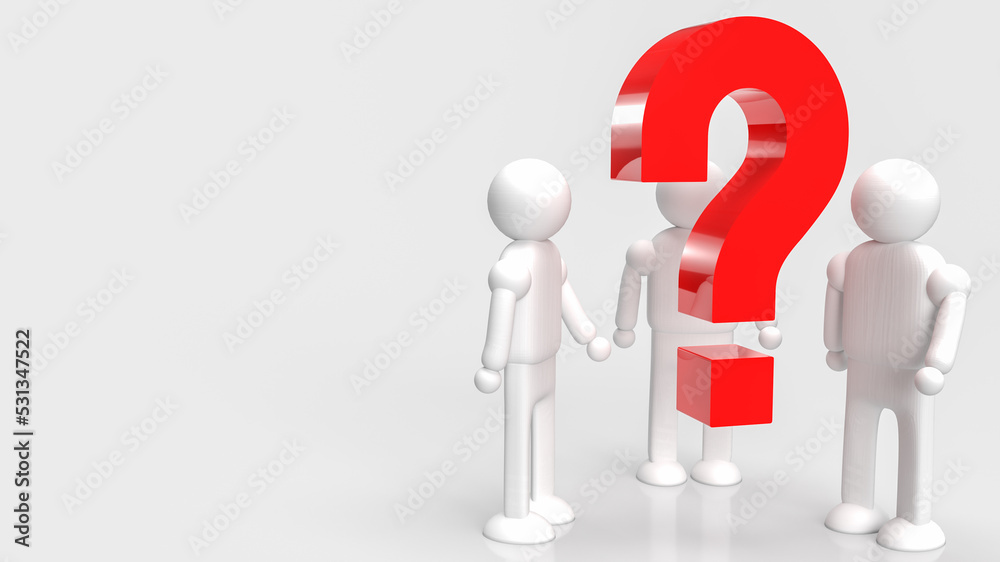 The red question and figure on white background 3d rendering The red question and figure on white background 3d rendering