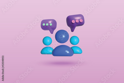 Group chat icon on purple background. 3d vector illustration design.