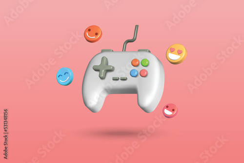 Game controller icon on pink background. 3d vector illustration design. Time for happy and fun concept.