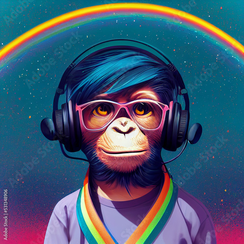 Space Monkey with Headphones photo