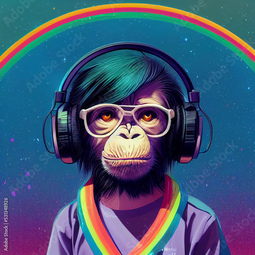 Space Monkey with Headphones photo