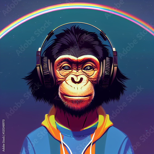 Space Monkey with Headphones photo