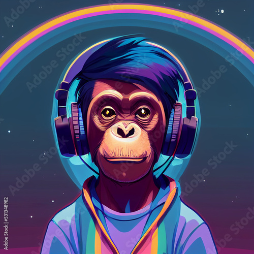 Space Monkey with Headphones photo