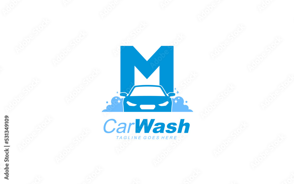 M logo carwash for identity. car template vector illustration for your brand. M logo carwash for identity. car template vector illustration for your brand.