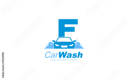 F logo carwash for identity. car template vector illustration for your brand.
