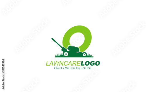 O logo lawncare for branding company. mower template vector illustration for your brand.