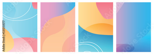 Set of minimalist handdrawn abstract fluid shape
