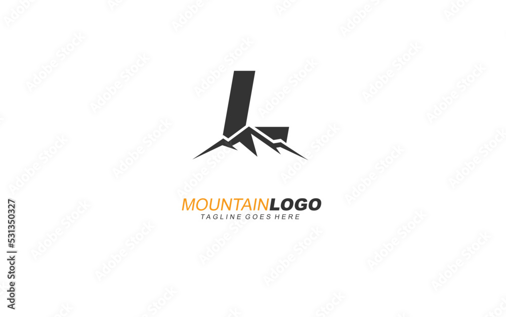 L logo mountain for identity. letter template vector illustration for your brand.