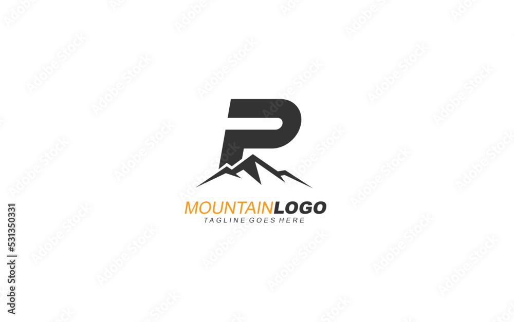 P logo mountain for identity. letter template vector illustration for your brand.