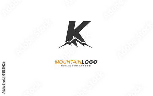 K logo mountain for identity. letter template vector illustration for your brand.