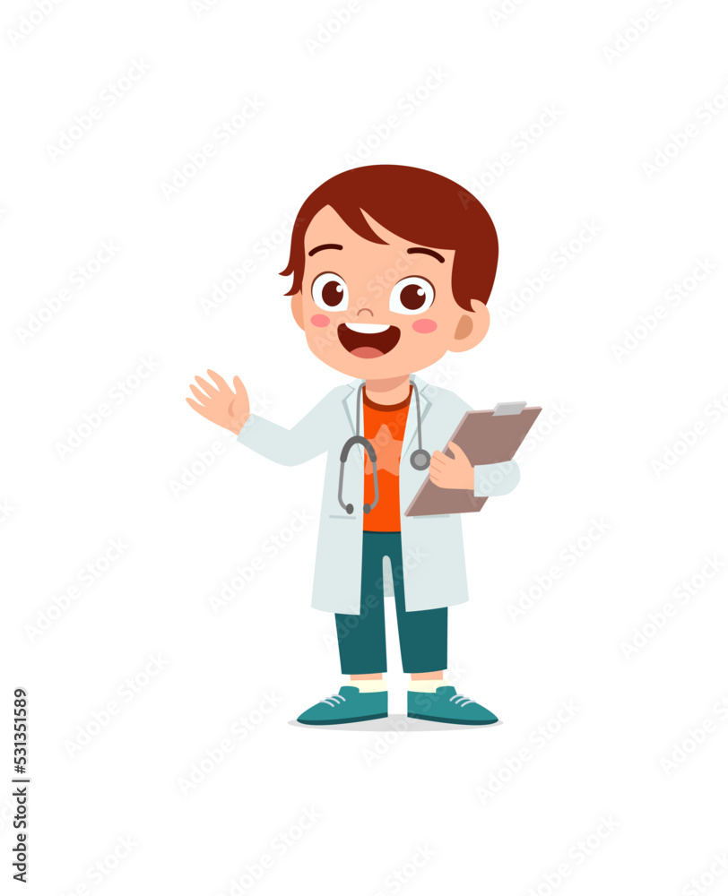 little kid wearing doctor costume and play little kid wearing doctor costume and play
