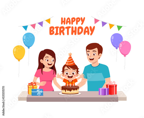 little kid blow candle on birthday party with parent