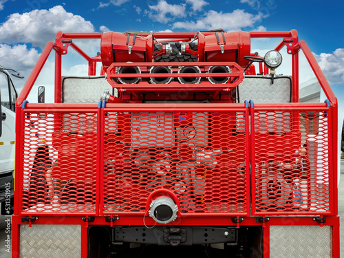 Fire department back view. ...