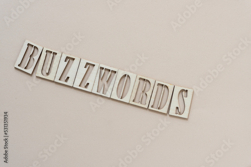 buzzwords - sign with wood type