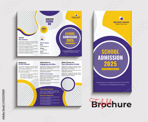 Kids back to school education admission trifold brochure template design 