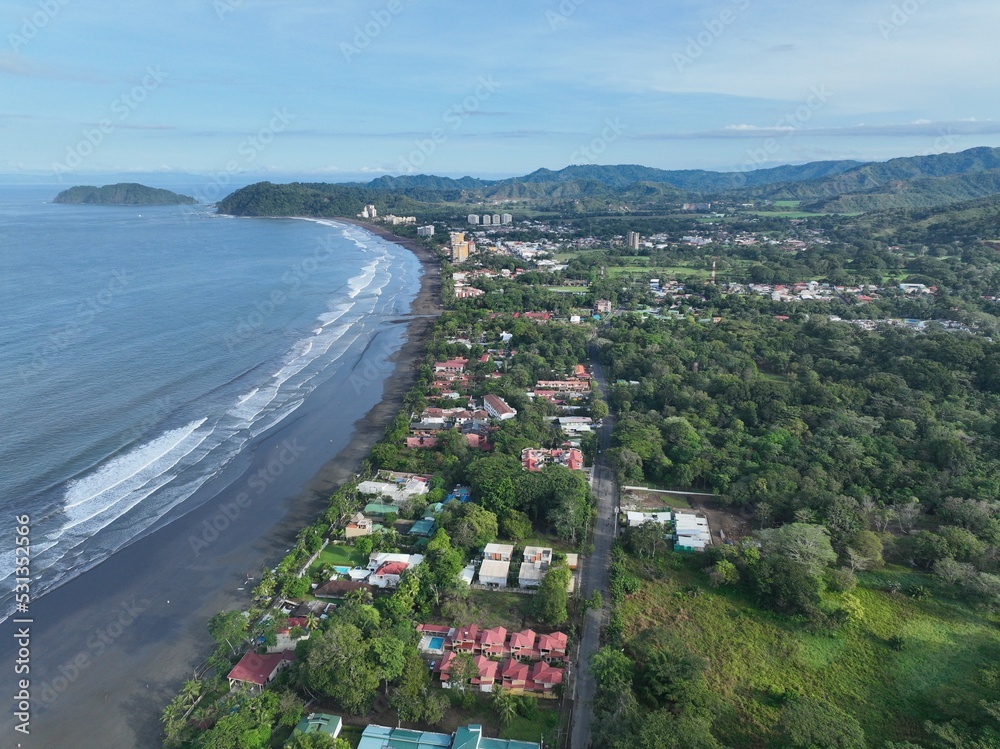 Aerial View of Tropical Jaco Beach, Garabito in Costa Rica from the south side Aerial View of Tropical Jaco Beach, Garabito in Costa Rica from the south side