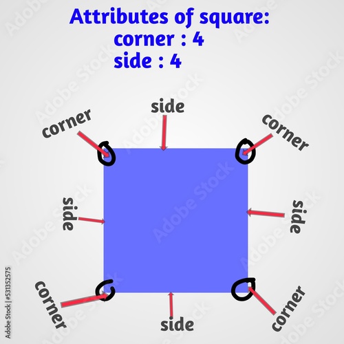 two-dimensional shape - square attributes for learning geometry photo