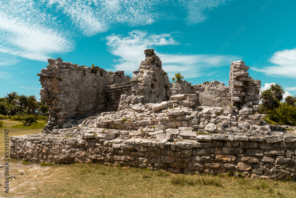 ruined temple of the mayan culture in tulum