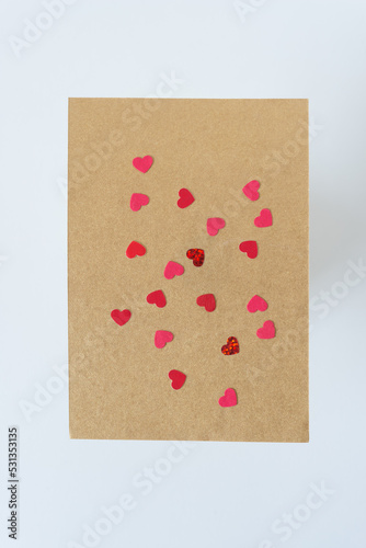 red hearts on textured paper