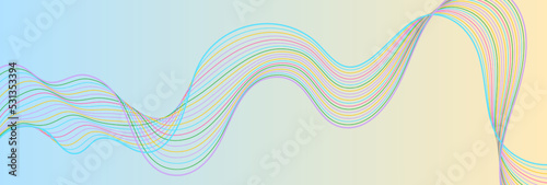 Colorful pastel abstract soundwaves concept background. Vector banner design