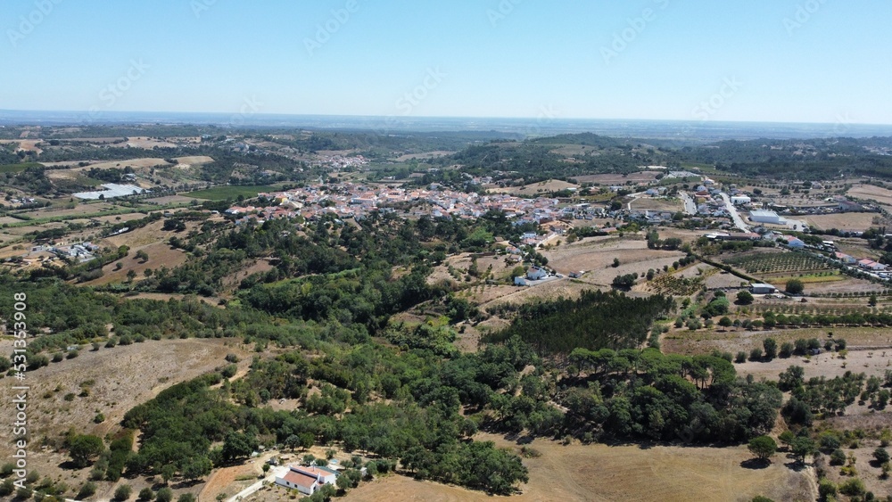 Drone shot over Portugal countryside