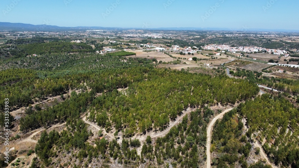 Drone shot over Portugal countryside