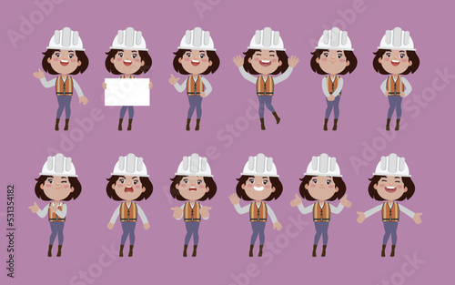 Building worker with different poses