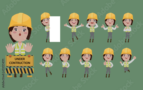 Building worker with different poses