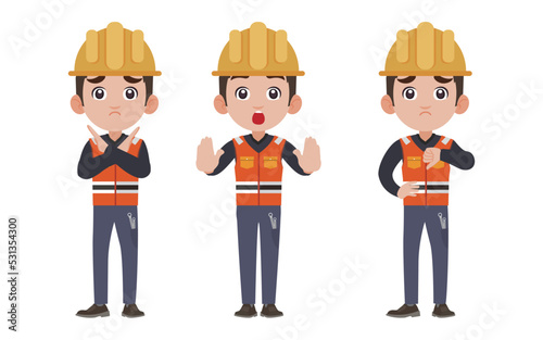 Repairman with different poses. vector