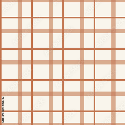 Seamless of square pattern, check pattern brown and white.  Simple Brown checkered pattern, crossing lines seamless vector repeat background, plaid wallpaper, classic geometric pattern.