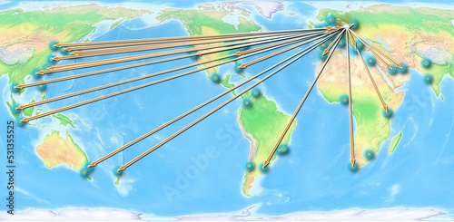 Belarus concept map centerd on America, export concept map for Belarus on white background suitable for export concepts. File is suitable for digital editing and large size prints. photo