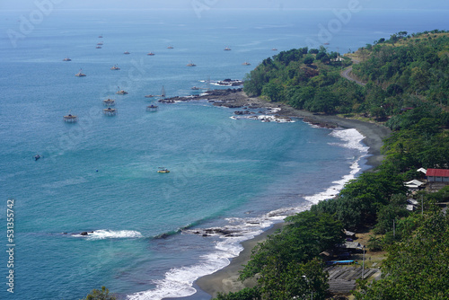 Aerial view of coastline photo