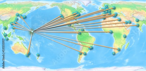 Marshall Is. concept map centerd on America, export concept map for Marshall Is. on white background suitable for export concepts. File is suitable for digital editing and large size prints. photo