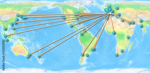 Monaco concept map centerd on America, export concept map for Monaco on white background suitable for export concepts. File is suitable for digital editing and large size prints.