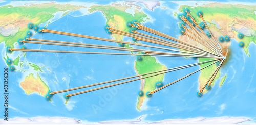 Somalia concept map centerd on America, export concept map for Somalia on white background suitable for export concepts. File is suitable for digital editing and large size prints. photo