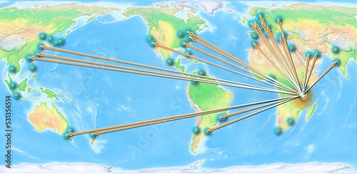 Tanzania concept map centerd on America, export concept map for Tanzania on white background suitable for export concepts. File is suitable for digital editing and large size prints. photo