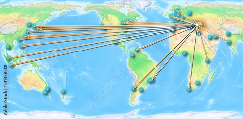 Turkey concept map centerd on America, export concept map for Turkey on white background suitable for export concepts. File is suitable for digital editing and large size prints. photo