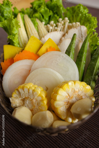 vegetables in a pan