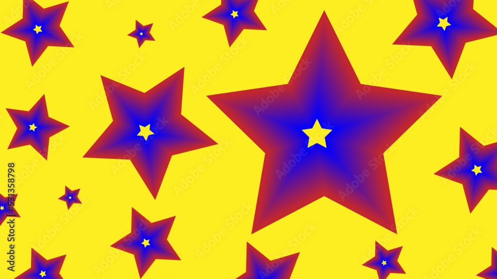 Abstract pattern star colorful repeat on yellow background. Abstract pattern star colorful repeat on yellow background.