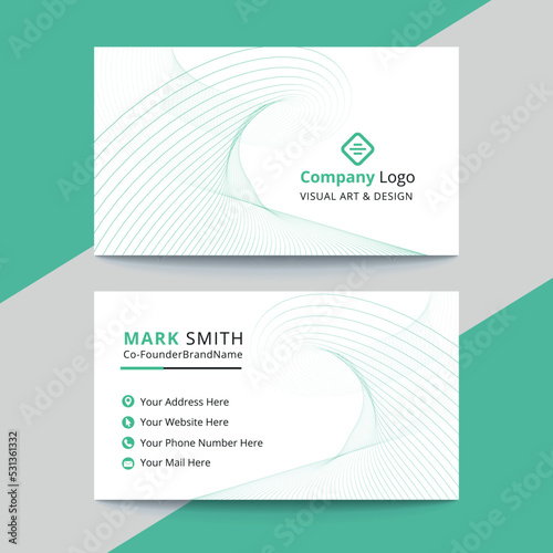 Professional elegant green and white modern business card design