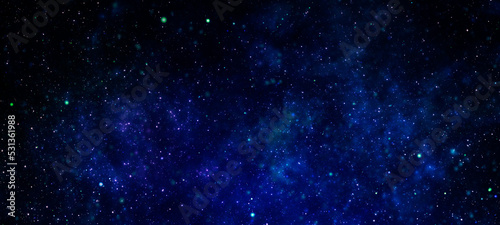 Fototapeta Naklejka Na Ścianę i Meble -  panoramic looking into deep space. Dark night sky full of stars. The nebula in outer space. Secrets of deep space.