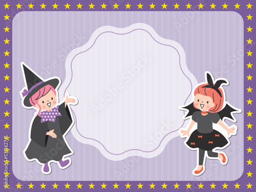 ハロウィンの仮装をした女の子のメッセージカード