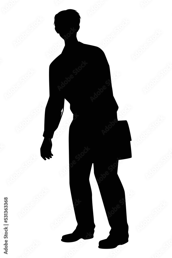 Businessman zombie silhouette vector, Halloween devil in black and white.