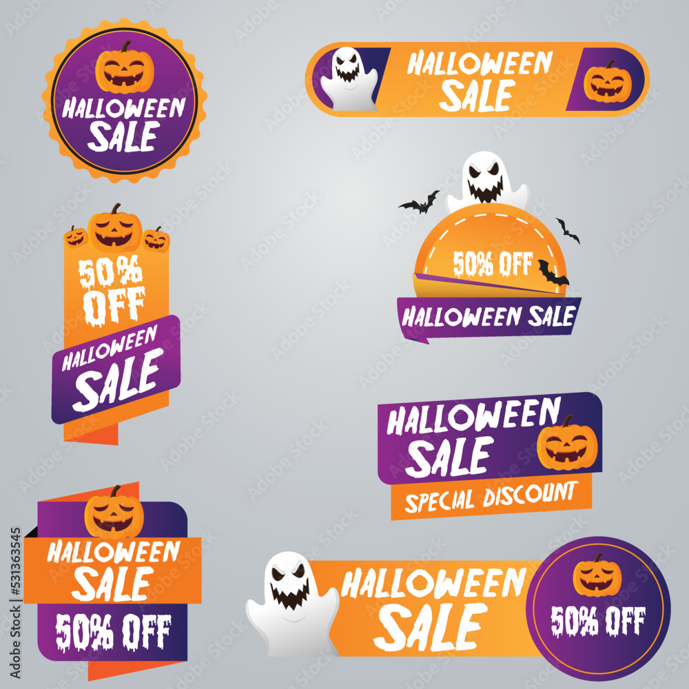 Halloween sale tags deesign Adobe Stock