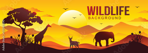 Abstract banner vector with wildlife design concept