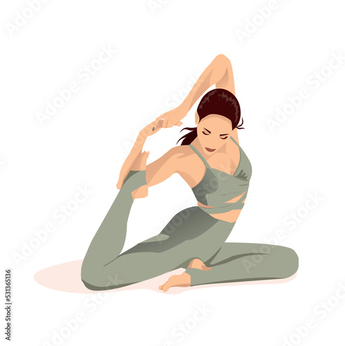 "Yoga. The pose of the Royal Pigeon. Vector illustration.